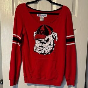 Colosseum Red Women's Sweater with Bulldog Design